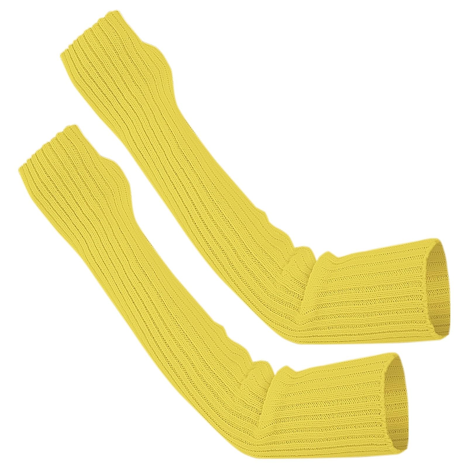 Frauen Winter Handgelenk Arm Wärmer Solide Gestrickte Lange Fingerlose Handschuhe Fäustling Strapsgürtel Rot Lack (Yellow, One Size) von Generic