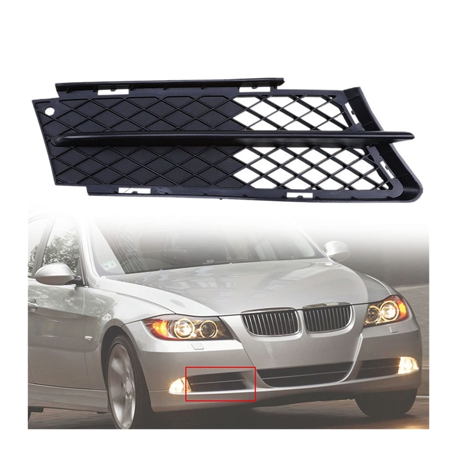 Front Niere Kühlergrill Front Stoßstange Unteren Grills Nebel Licht Haube Abdeckung Für 3-Serie E90 Limousine 2005-2008 von Generic