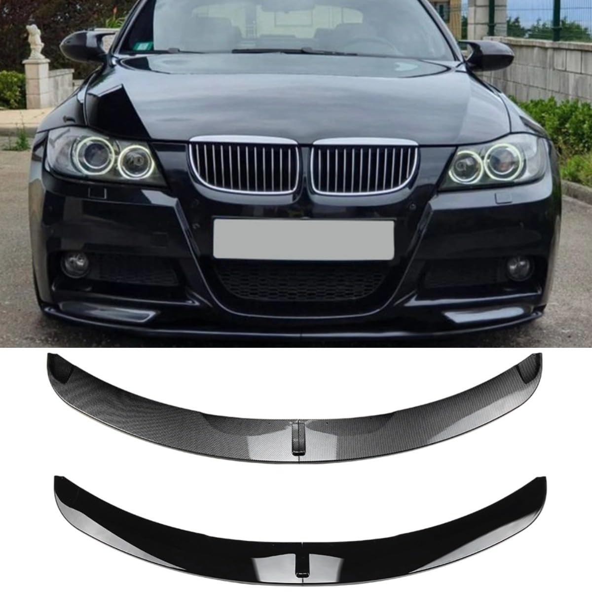 Frontdiffusor Kompatibel mit BMW 3er E90 E91 M-Tech 2005-2008 Karosserie Kit Frontstoßstange Spoiler Splitter Lippenschutz Abdeckung Autozubehör (Glänzend Schwarz Frontlippe) von Generic