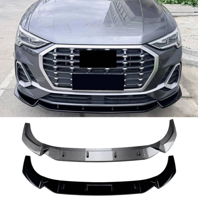 Frontstoßstange Diffusor Frontstoßstange Spoiler Kompatibel mit Audi Q3 F3 Sline 2019+ Body Kit Splitter Lippenschutz Abdeckung Autozubehör (Glänzend Schwarz) von Generic