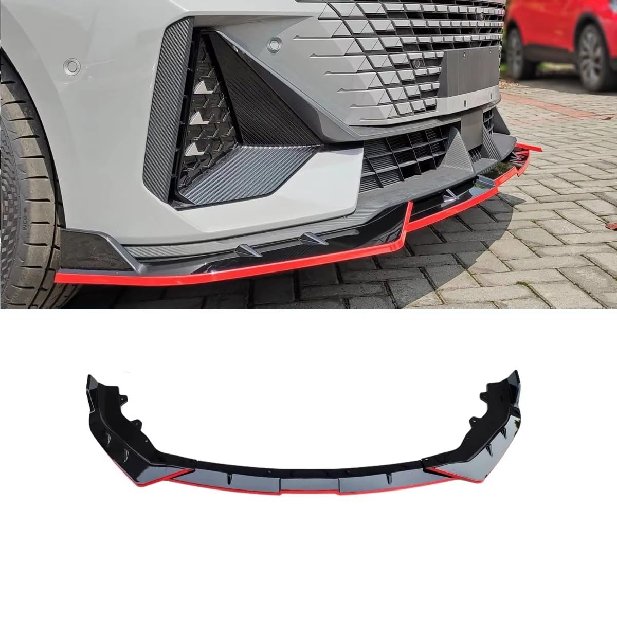 Frontstoßstange Lippe Splitter Diffusor Spoiler Protector Kompatibel mit CHANGAN UNI-V 2022 Body Kit Autozubehör (Glänzend Schwarz-Rot) von Generic