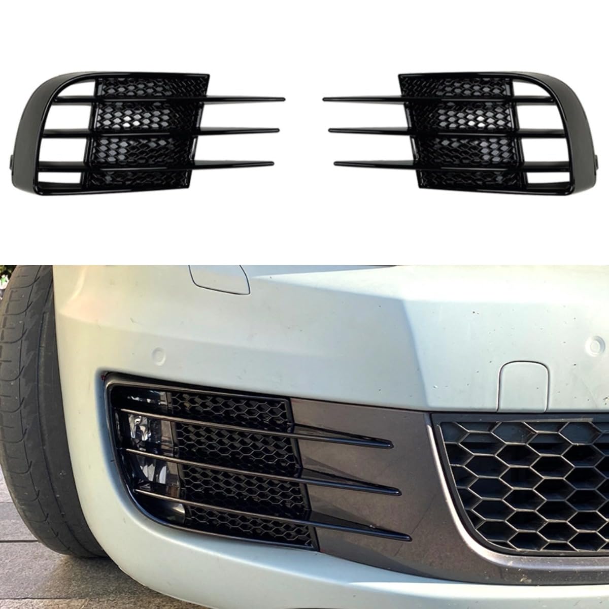 Frontstoßstange Seitensplitter Kompatibel mit VW Golf 6 GTI GTD Body Kit Windmesser Spoiler Tuning Air Blade Zubehör (Glänzend Schwarz) von Generic