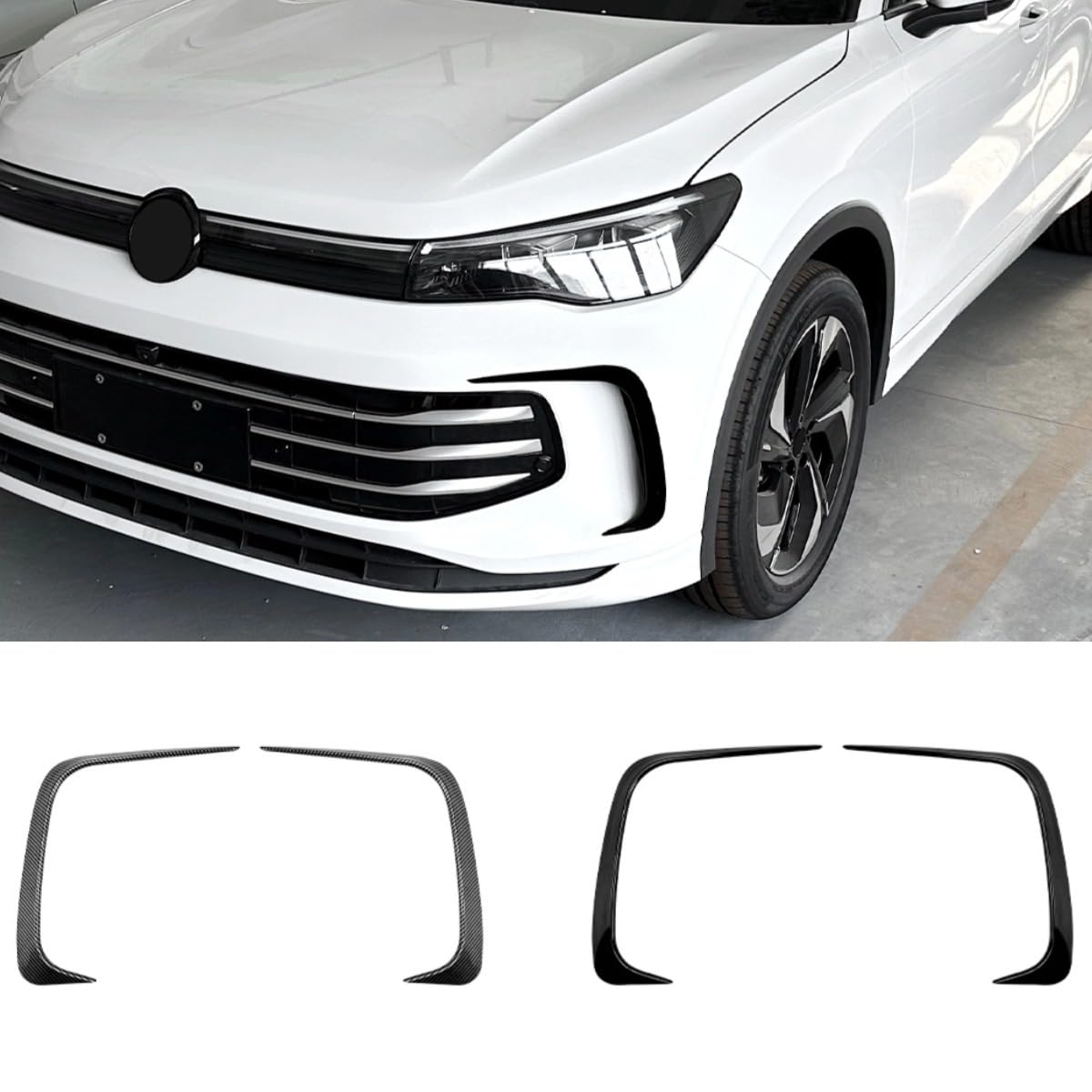 Frontstoßstange Seitensplitter Kompatibel mit VW Tiguan MK3 Body Kit Windmesser Spoiler Tuning Air Blade Zubehör (Glänzend Schwarz) von Generic