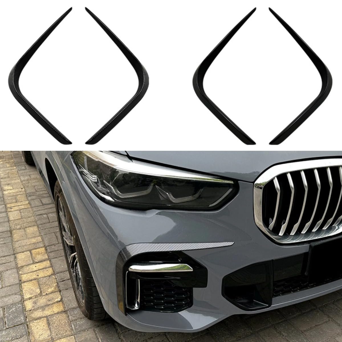 Frontstoßstange Seitensplitter Windmesser Spoiler Tuning Luftblatt für BMW X5 G05 M Sport 2019-2022 Autozubehör (Glänzend Schwarz) von Generic