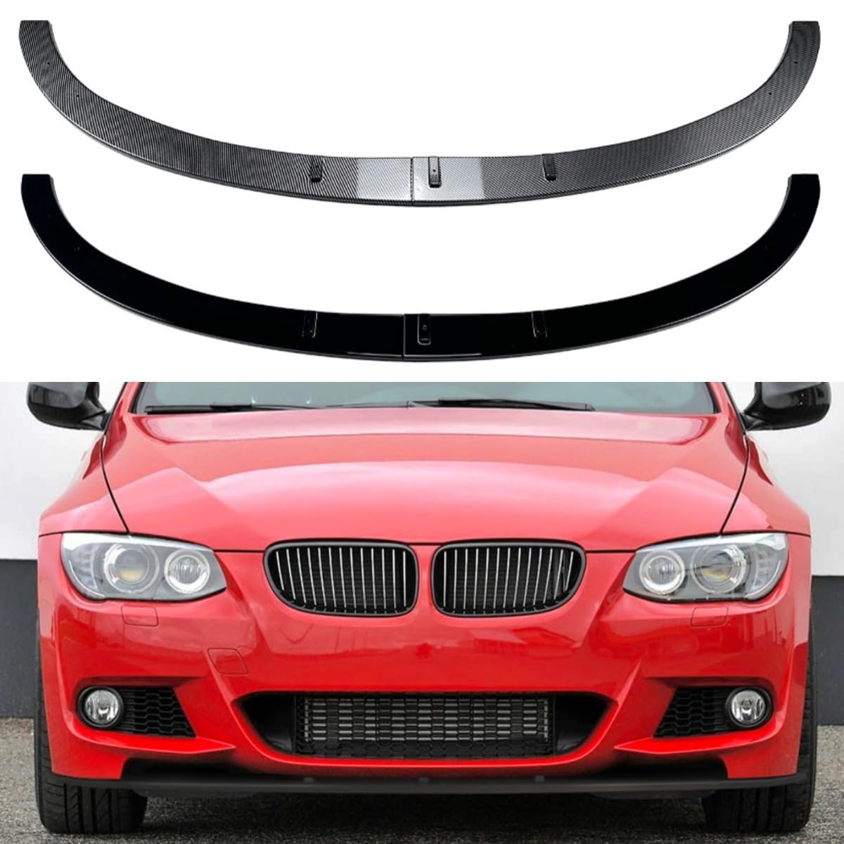 Frontstoßstange Splitter Kompatibel mit BMW 3er E92 E93 M Sport 2006-2013 Karosserie Kit Frontstoßstange Diffusor Spoiler Schutz Autozubehör (Glänzend Schwarz) von Generic