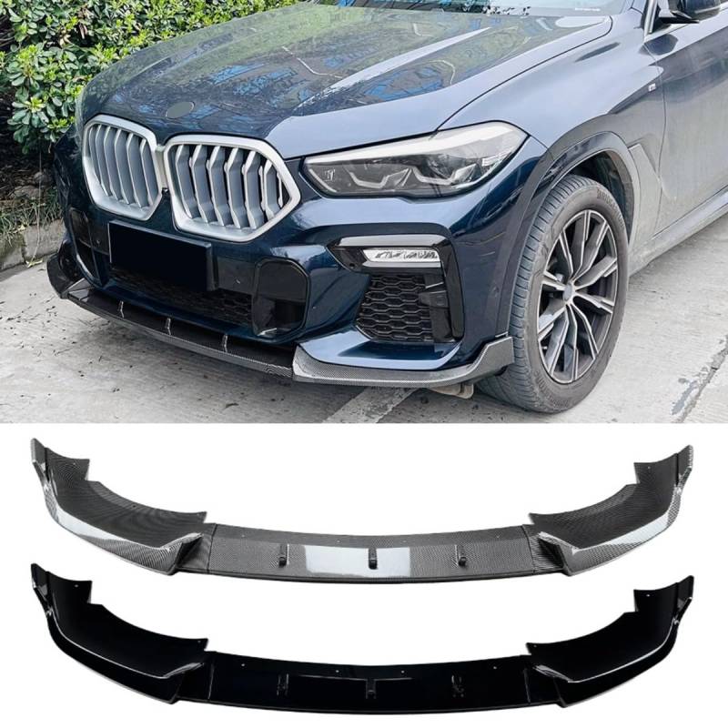 Frontstoßstange Splitter Kompatibel mit BMW X6 G06 M Sport 2019-2022 Body Kit Frontstoßstange Spoiler Diffusor Protector Autozubehör (Glänzend Schwarz) von Generic