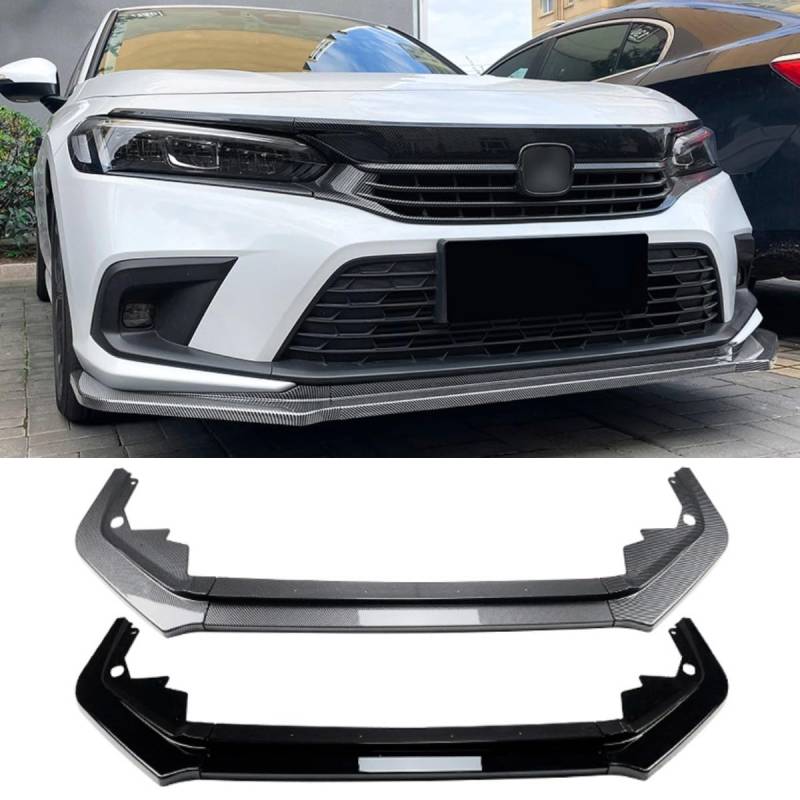 Frontstoßstange Spoiler Kompatibel mit Honda Civic 11th Gen 2021+ Body Kit Frontstoßstange Splitter Schutz Abdeckung Lippe Autozubehör (Glänzend Schwarz) von Generic