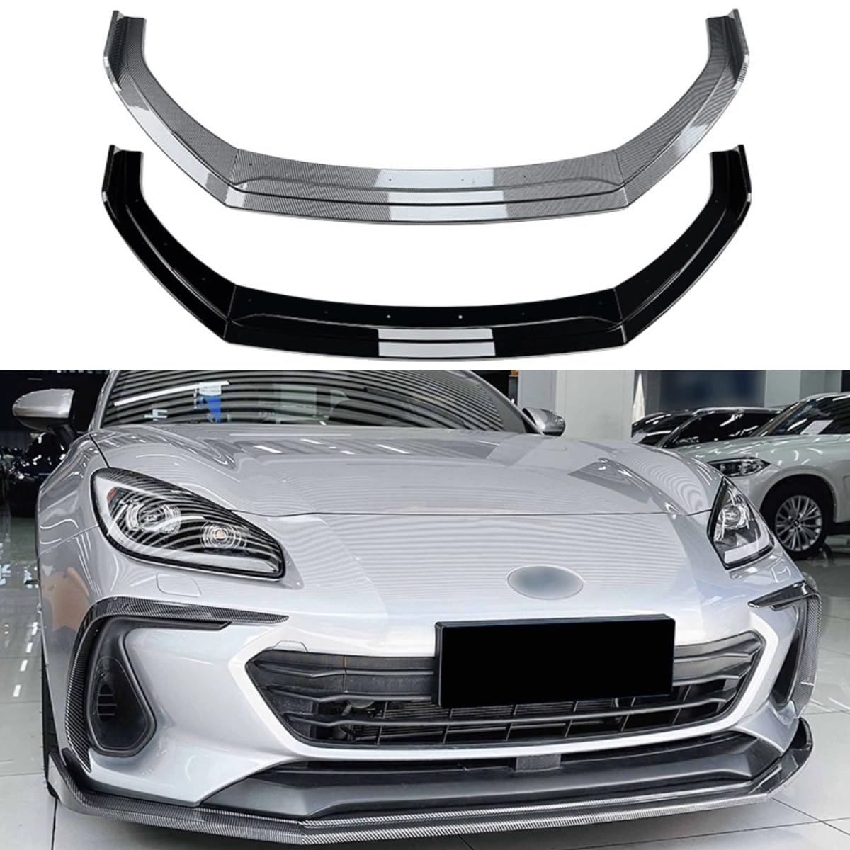 Frontstoßstange Spoiler Kompatibel mit Subaru BRZ 2021+ Karosserie Kit Frontstoßstange Diffusor Lippenschutz Splitter Autozubehör (Glänzend Schwarz) von Generic