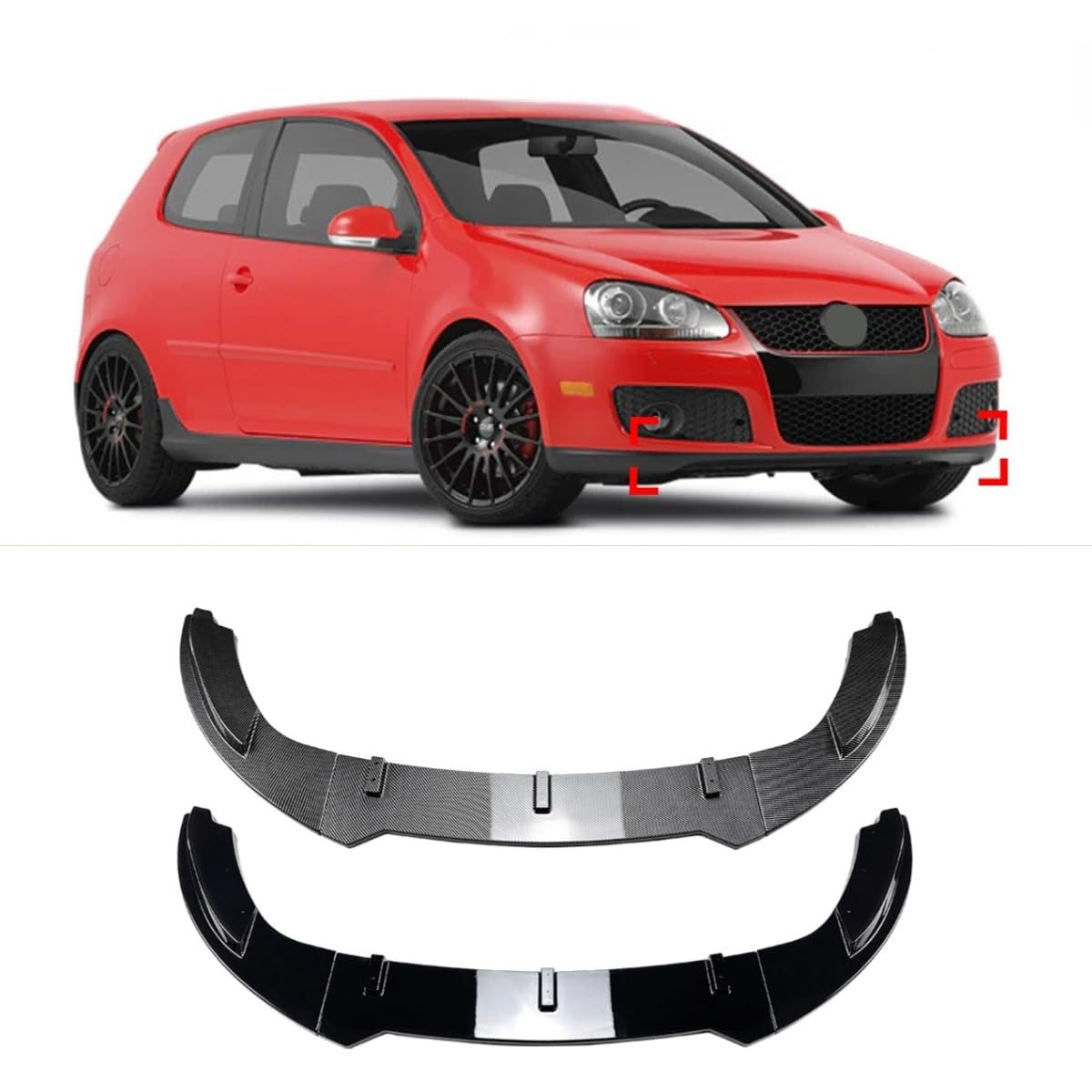 Frontstoßstange Spoiler Kompatibel mit VW Golf MK5 GTI Jetta Body Kit Frontstoßstange Splitter Lippe Spoiler Schutz Abdeckung Schürze Zubehör (A Stil Glänzend Schwarz) von Generic