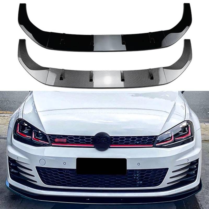 Frontstoßstange Spoiler Lippe Kompatibel mit VW Golf MK7 GTI R 2013-2016 Karosserie Kit Frontstoßstange Diffusor Splitter Guard Zubehör (Glänzend Schwarz) von Generic