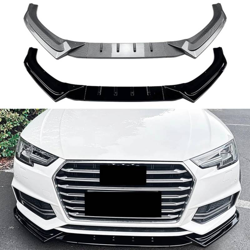 Frontstoßstangen-Splitter, kompatibel mit Audi A4 B9 Sline 2017–2019, Karosserie-Set, Frontstoßstangenschutz, Frontspoiler, Autozubehör (Kohlefaser-Optik) von Generic