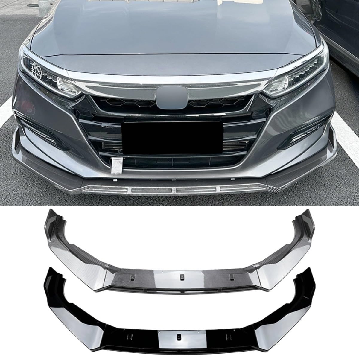 Frontstoßstangen-Splitter, kompatibel mit Honda Accord 10. Generation 2018–2021, Karosserie-Set, Frontstoßstangen-Lippenschutz, Autozubehör (Kohlefaser-Optik) von Generic