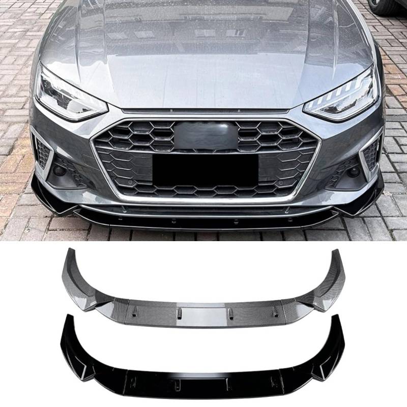 Frontstoßstangen-Splitter kompatibel mit Audi A4 S4 B9.5 Sline 2020+ Karosserie-Kit Frontstoßstange Lippe Diffusor Frontstoßstange Spoiler Schürze Autozubehör (Kohlefaser-Optik) von Generic