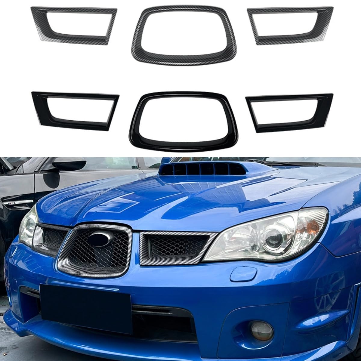 Frontstoßstangengitter kompatibel mit Subaru Impreza WRX STI 9th Gen 2006-2007 Body Kit Racing Grills Auto Kühlergrill Autozubehör (Glänzendes Schwarz) von Generic