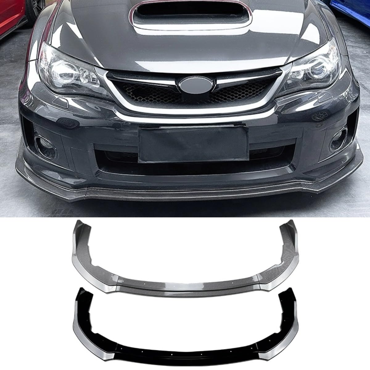 Frontstoßstangenlippe kompatibel mit Subaru WRX STI Impreza 2019+ Karosserie-Kit Frontstoßstange Spoiler Diffusor Splitter Schutz Autozubehör (Kohlefaser-Optik) von Generic