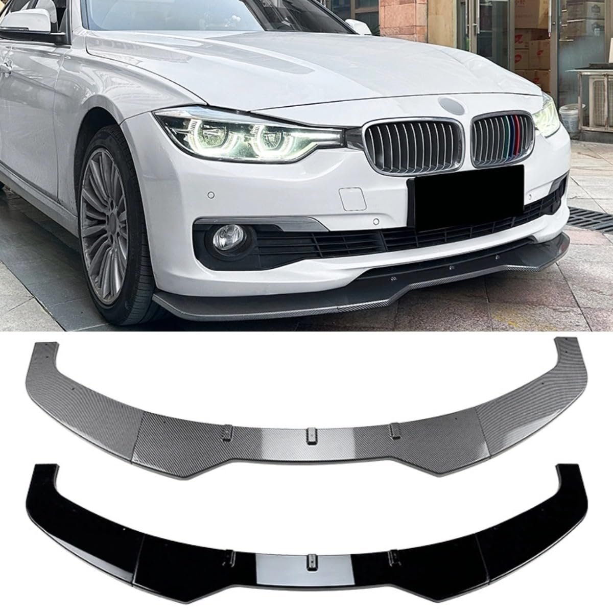 Für BMW 3er F30 F31 Frontstoßstange Lippe Schürze Frontdiffusor Protector für BMW 3er F30 F31 2013-2019 Autozubehör (Glänzend Schwarz) von Generic