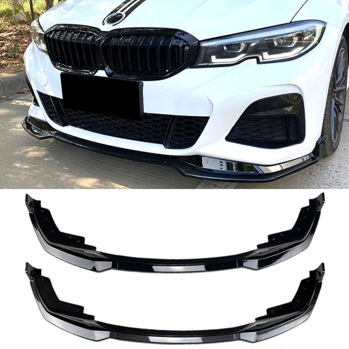 Für BMW 3er G20 M Pack 320i 330i Frontstoßstange Spoiler Diffusor Splitter für BMW 3er G20 M Pack 320i 330i 2019-2022 (Kohlefaser-Optik) von Generic