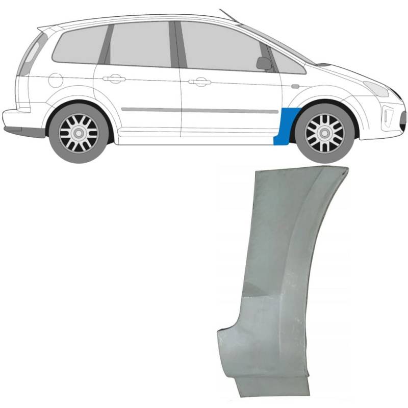 Polcar Für Ford C-MAX 2003-2010 Vorne Kotflügel Reparaturblech, Rechts, Silber, Eisen von Generic