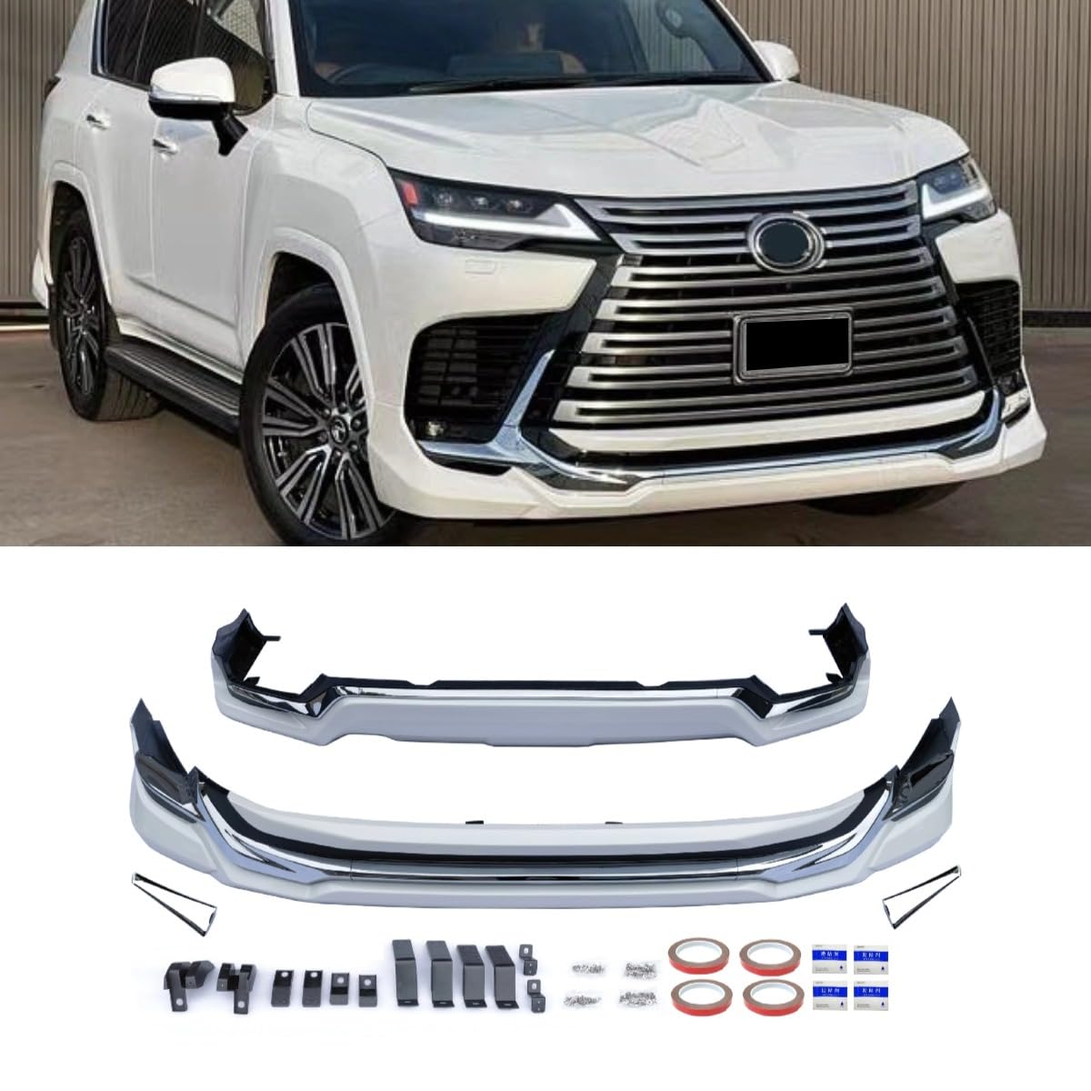 Für Lexus Frontstoßstange Splitter Diffusor Lippe Stoßstangenschutz Stoßstangenschutz Kompatibel mit Lexus LX600 2022 Body Kit Autozubehör (Glänzend Schwarz) von Generic