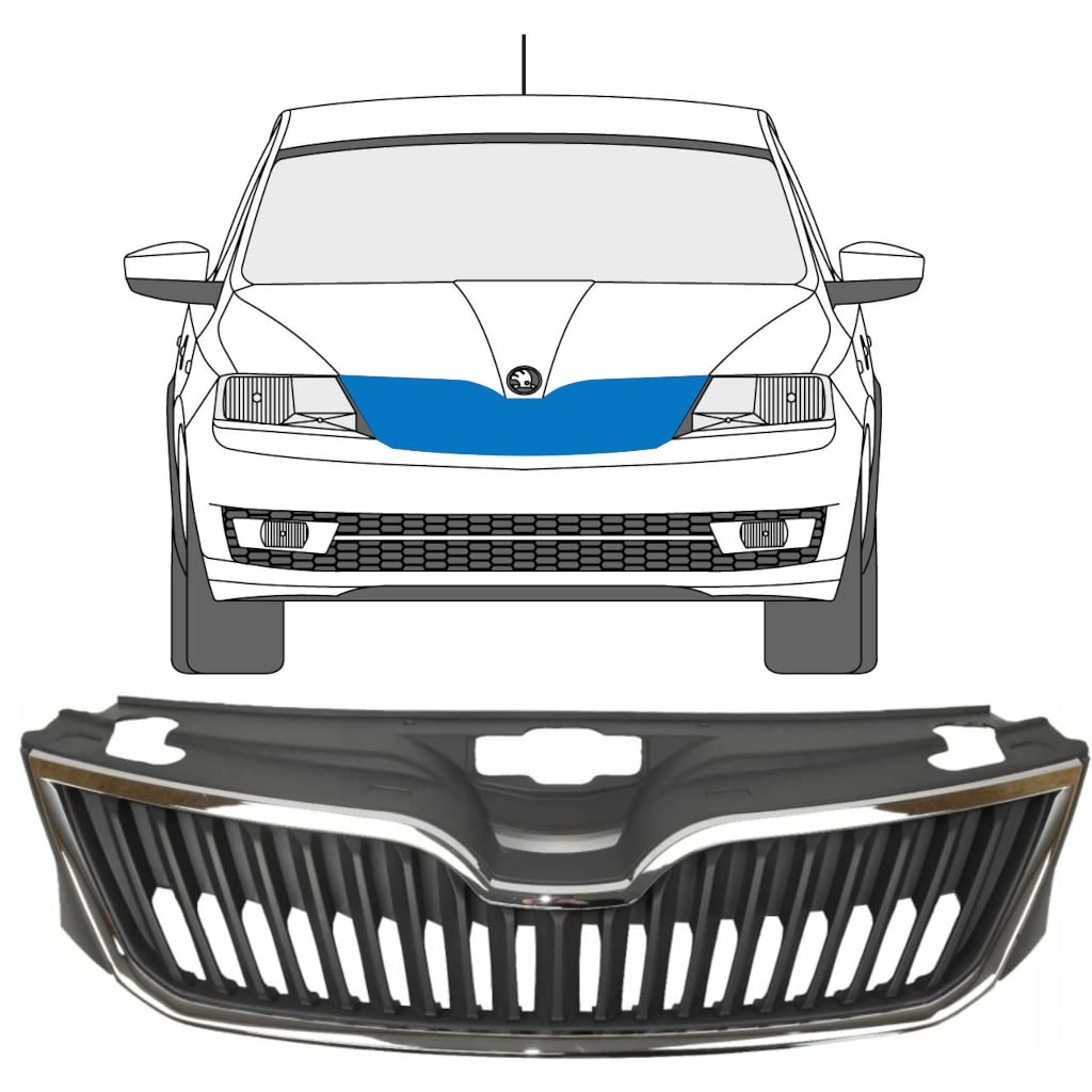 Polcar Kühlergrill für Skoda Rapid 2012-2019, Kunststoff, Auto, Anschrauben, Kühlergrill, Autoleiste von Generic