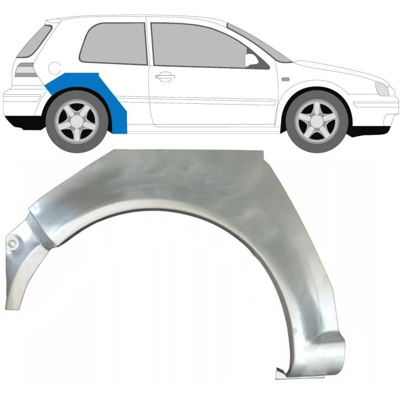 Polcar Für VW Golf 4 1997-2006 3 Tür Radlauf Reparaturblech, Silber, Rechts, Eisen von Generic