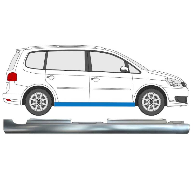 Polcar Für Vw Touran 2010-2015 Voll Schweller Reparaturblech/Rechts, Stahl, Silber, Rechts von Generic