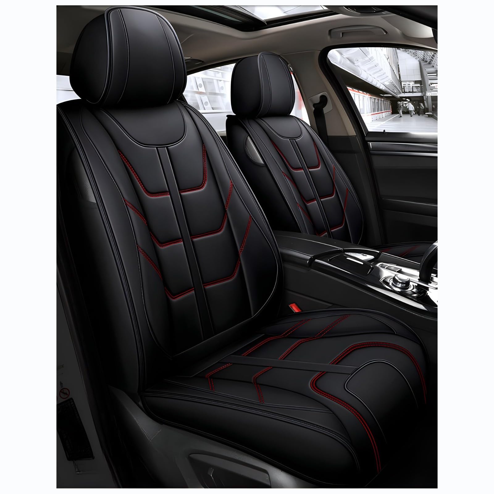 Full Set Auto Sitzbezüge für Peugeo𝘵 308 II Hatchback(2013-2021),Luxuriöser Autositzbezug aus Leder,modisch,atmungsaktiv, verschleißfest,schmutzabweisend,vollständige Abdeckung von Generic