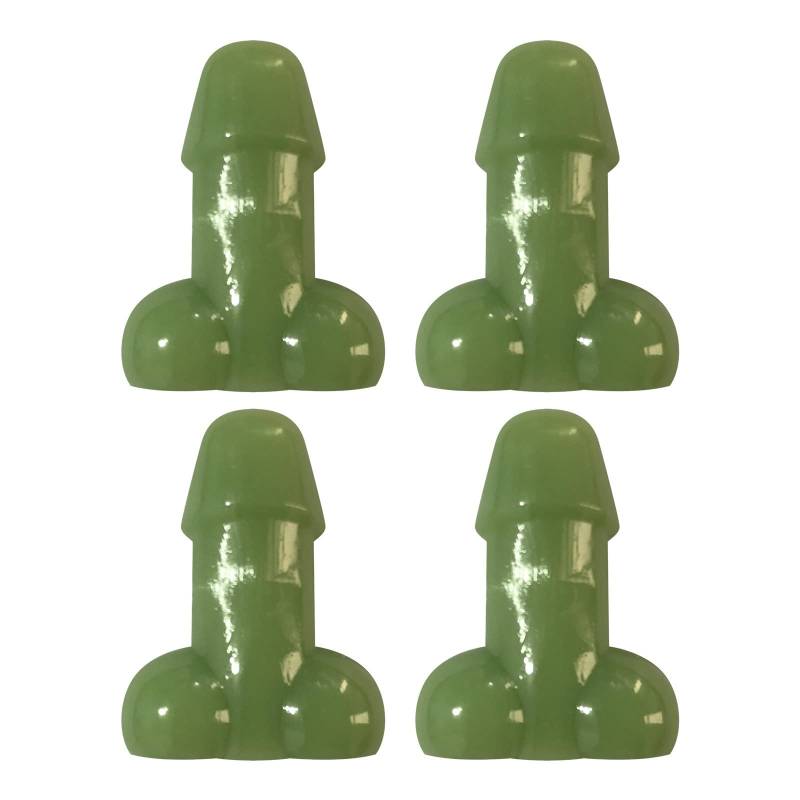 Funny Penis Valve Stem Caps 4 Stück Abdeckbolzen Auto Rad Reifen Luftventilschaft Kappen Abdeckung Zubehör Reifenventilkappen Ventilkappen Autoventil für LKWs Fahrräder Motorräder (Grün) von Generic