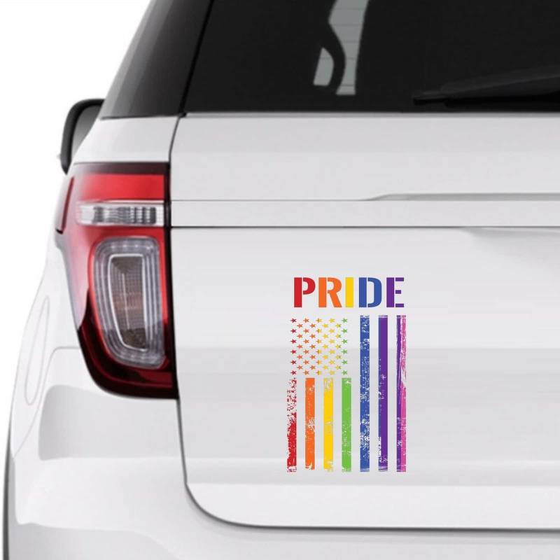 Gay Pride LGBT Equality Lesbisches Auto-Aufkleber Fensteraufkleber Pride Regenbogen USA Flagge Vinyl Aufkleber für Autos LKW Pansexuell Bisexuell LGBTQ Autoaufkleber 15,2 cm von Generic