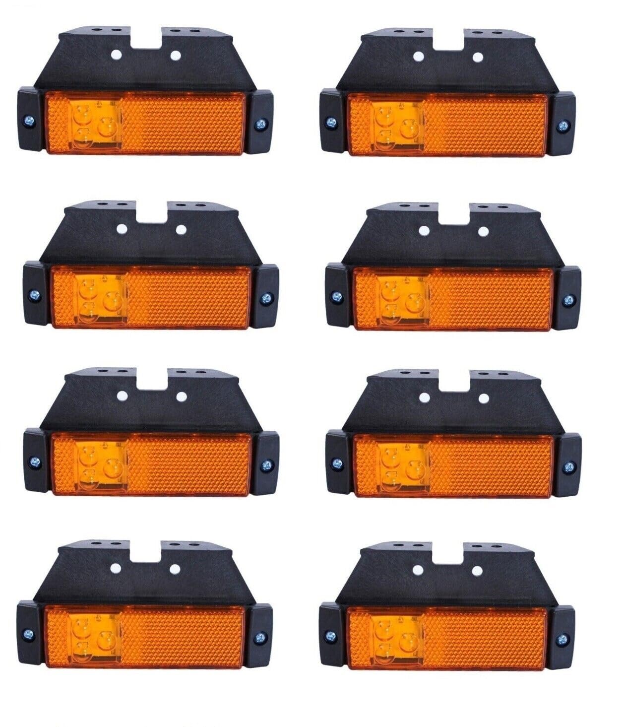 Generic 8 x LED-Begrenzungsleuchten, Orange, 12 – 24 V, Seitenmarkierungsleuchten, wasserdicht, mit Halterung und Rückstrahler für Anhänger, LKW, Anhänger, Fahrgestell, Lieferwagen von Generic