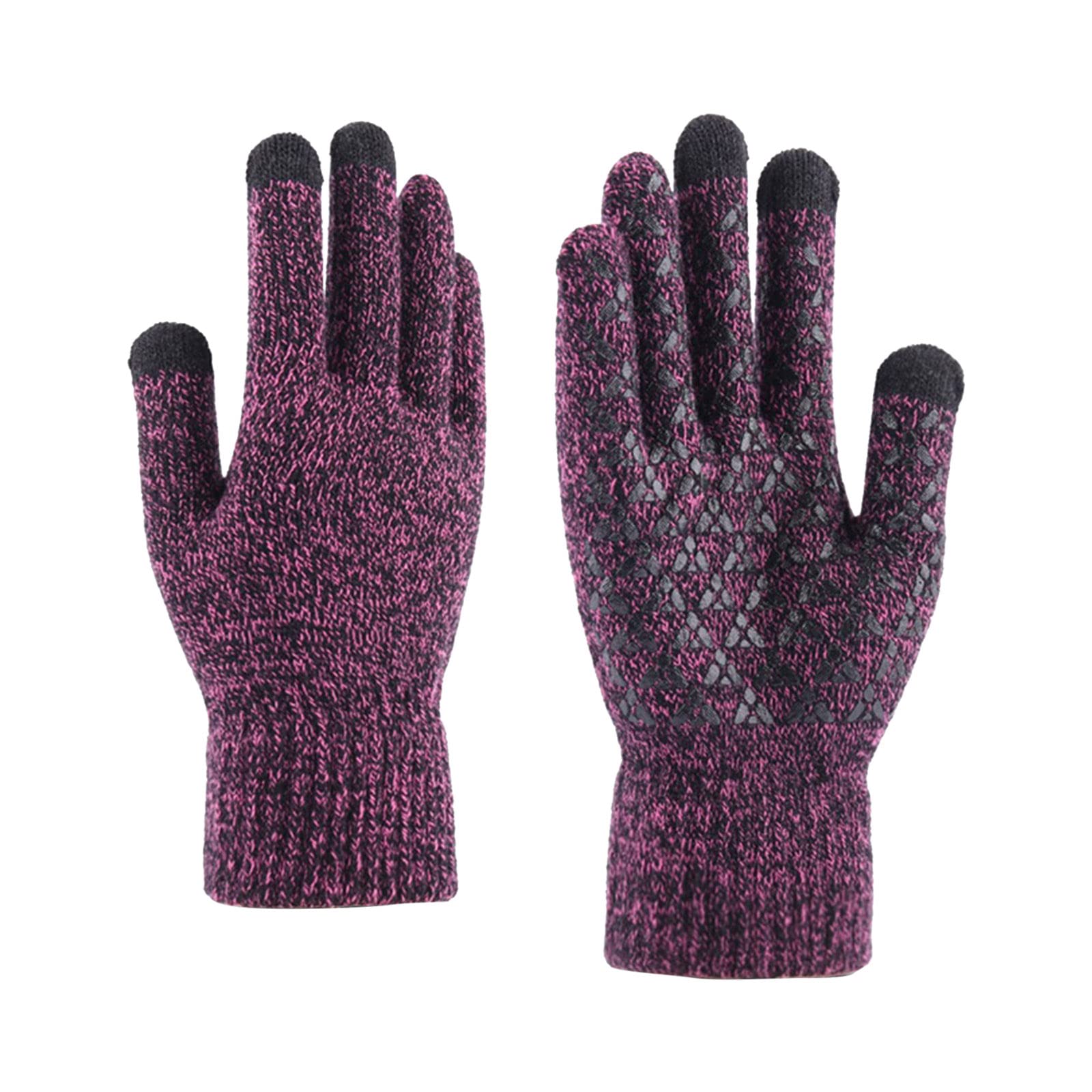 Gestrickte, verdickte Thermohandschuhe für Damen, warme Winterhandschuhe Handschuhe Autofahren (Purple, One size) von Generic