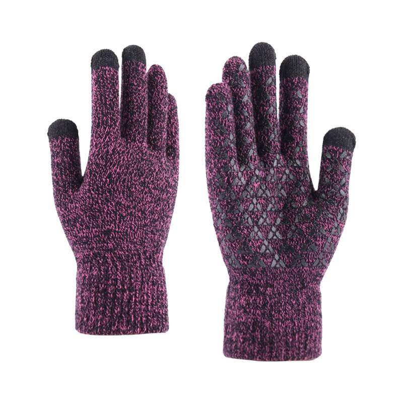 Gestrickte, verdickte Thermohandschuhe für Damen, warme Winterhandschuhe Handschuhe Autofahren (Purple, One size) von Generic