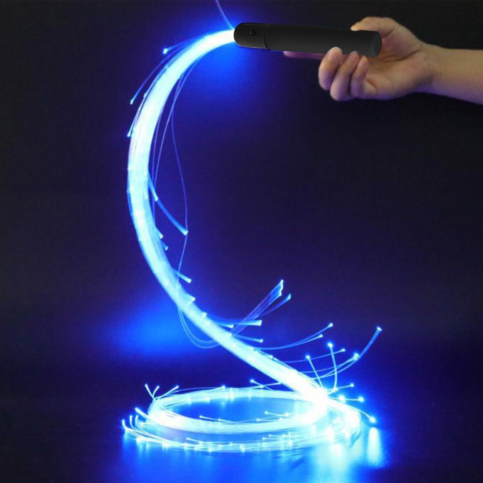 Glasfaserpeitsche, LED-Glasfaser-Peitsche, Space Whip 360 Grad Drehbar Blinkpeitsche, Für Tanzen, Partys, Lichtshows, EDM Musik von Generic