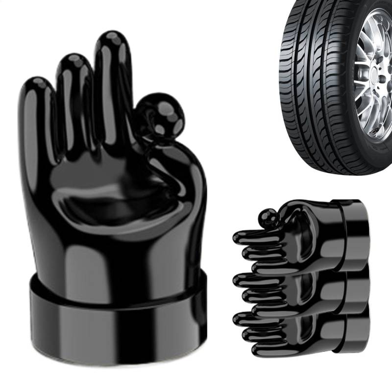 Gummi-Ventilkappen, Gummi-Ventilschaftkappe,Ventilkappen 4 Stück Reifen Mittelfinger Vorbaukappen - Seal Air Caps Lustige Gummi-Reifenkappen für Auto und Motorrad von Generic