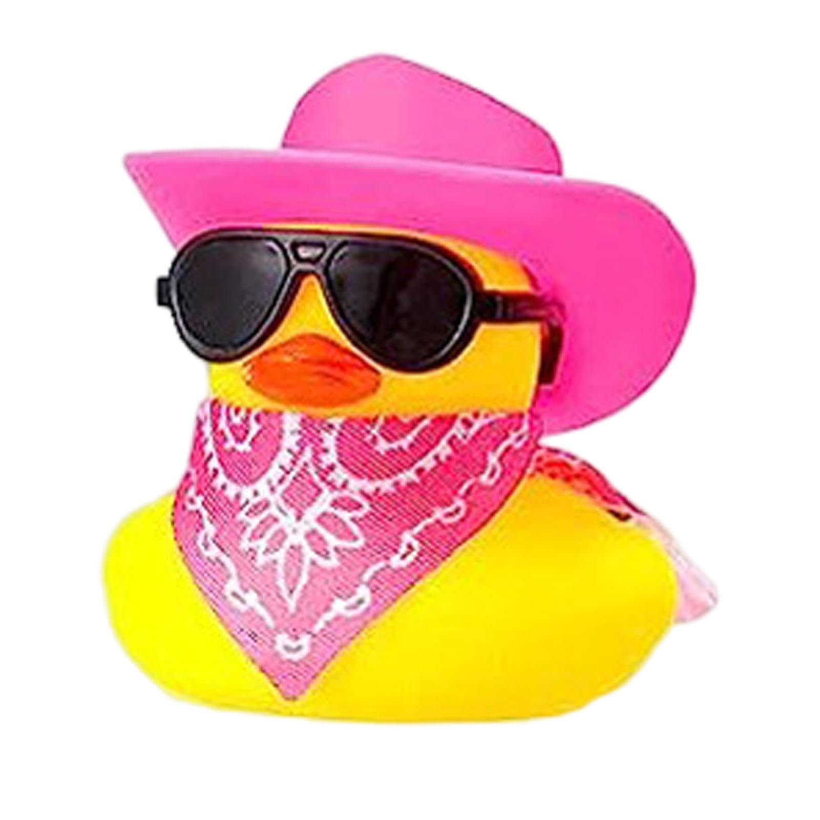 Gummientenhut-Spielzeug – Cowboy-Gummiente, cooles Auto-Enten-Ornament für das Armaturenbrett | Gummiente mit Cowboyhut, Gummienten-Autozubehör und Geschenktütenfüller für Kinder-Babypartys,5.5x4.5cm von Generic