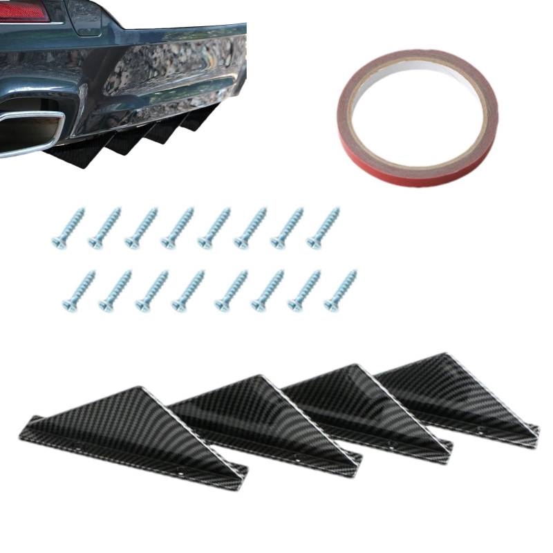 Haifischflossenstil Front Stoßstange Lip Splitter - Carbon -Look -Spoiler -Canards | Haifischflossen für Autos, universelles Karosserietkit, aerodynamische Verbesserung, Anti-Kratzer-Wachmann, stilvol von Generic