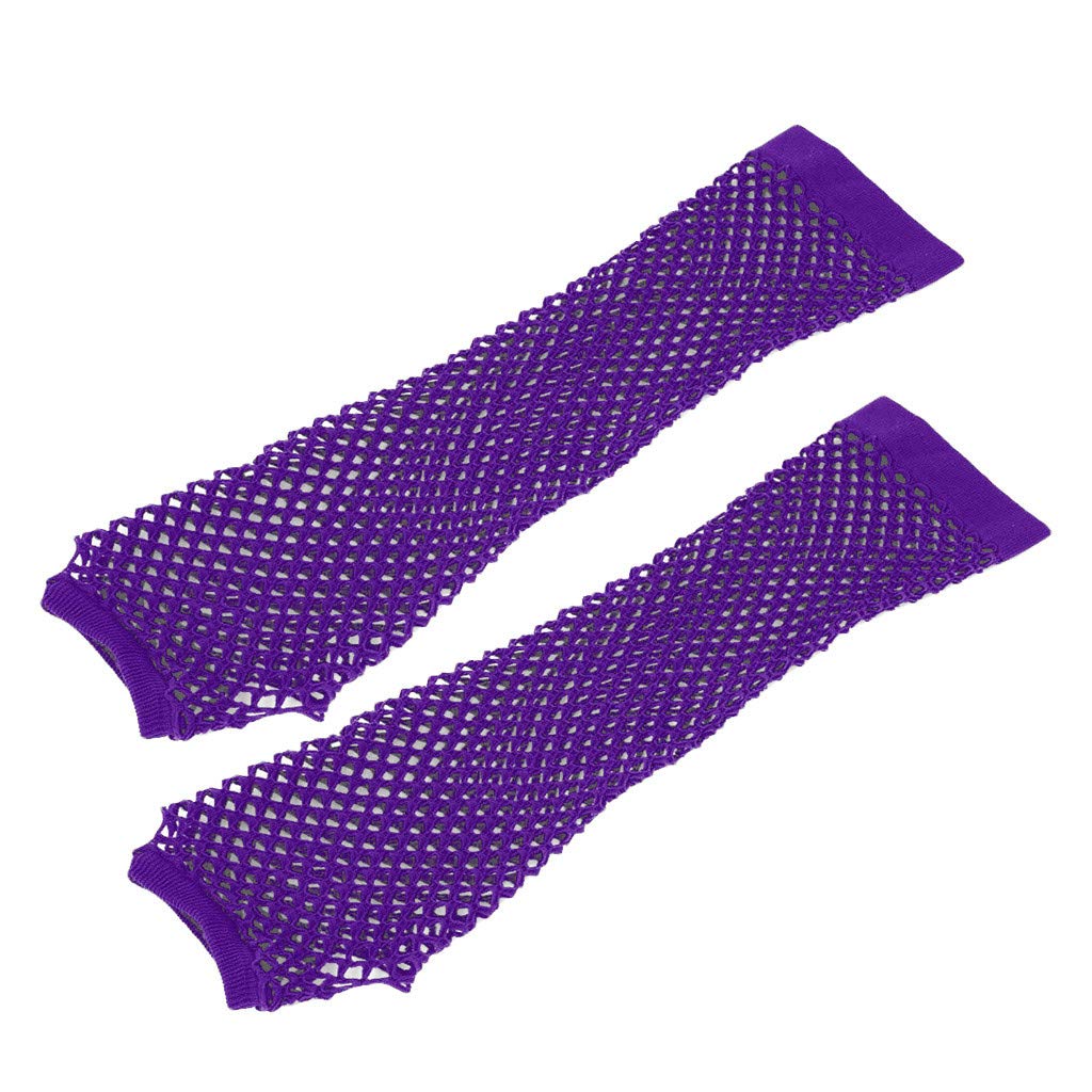 Handschuhe Damen GefüTtert Damenlänge der Handschuh Netznetz lange fingerlose Party Modehandschuh Handschuh Fingerlos (Purple, One Size) von Generic