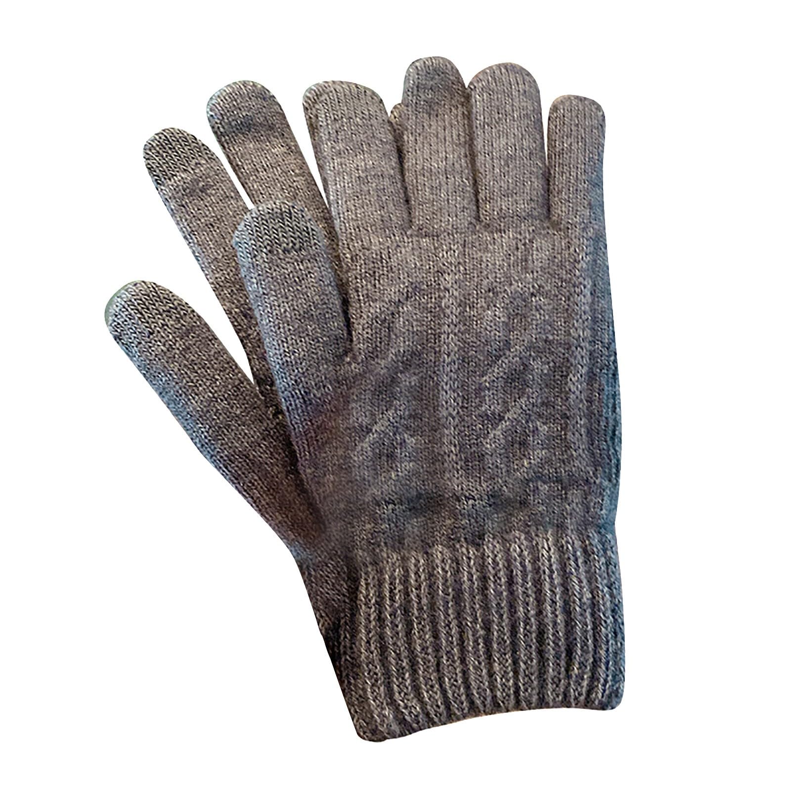 Handschuhe Damen Lang 𝐋ederimitat Stricken Bildschirm Handschuhe Winter Fünf Finger Paar Radfahren Plus Student Verdickte Warme Retro Gothic Handschuhe Damen (Dark Gray, One Size) von Generic