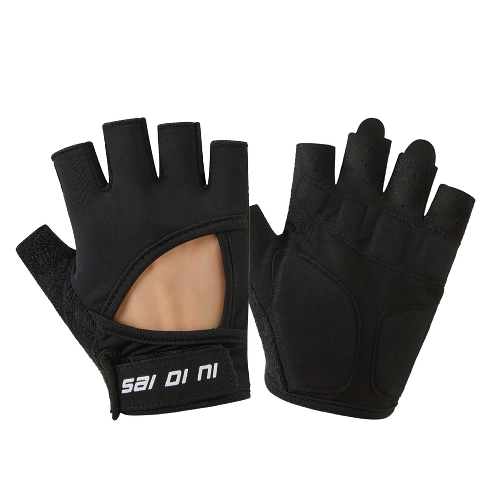 Handschuhe Damen Set Damen- und Herren-Yoga-Fahrrad, rutschfeste Halbfinger, atmungsaktive Ausrüstung, Hantel-Trainingshandschuhe Tulle 𝐄lbow Gloves (Black, M) von Generic