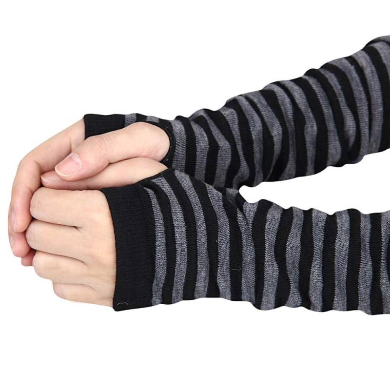 Handschuhe Damen Winter Lila Hand Fäustlinge Winter fingerlose Arm Handgelenk Handschuhe wärmer gestrickte lange Handschuhe Baumwollhandschuhe Schwarz Halbfinger (Black, One Size) von Generic