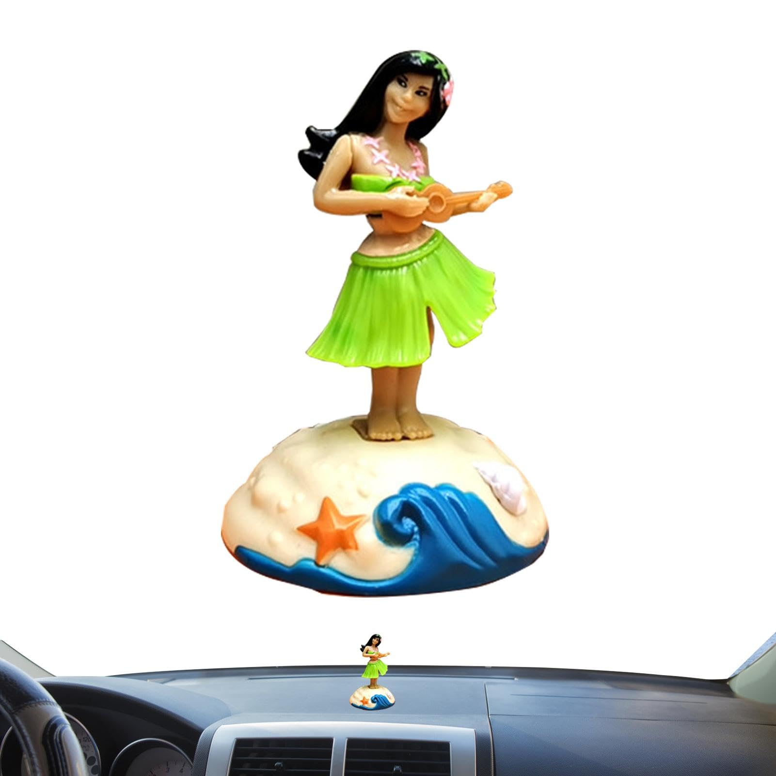 Hawaiianische Mädchen-Figur – hawaiianisches Mädchen mit schüttelndem Kopf, Autoschmuck | Sammlungsfiguren, Geschenke, Cartoon-Cartoon-Dekoration, Tischdekoration für Schreibtisch, Schlafzimmer von Generic