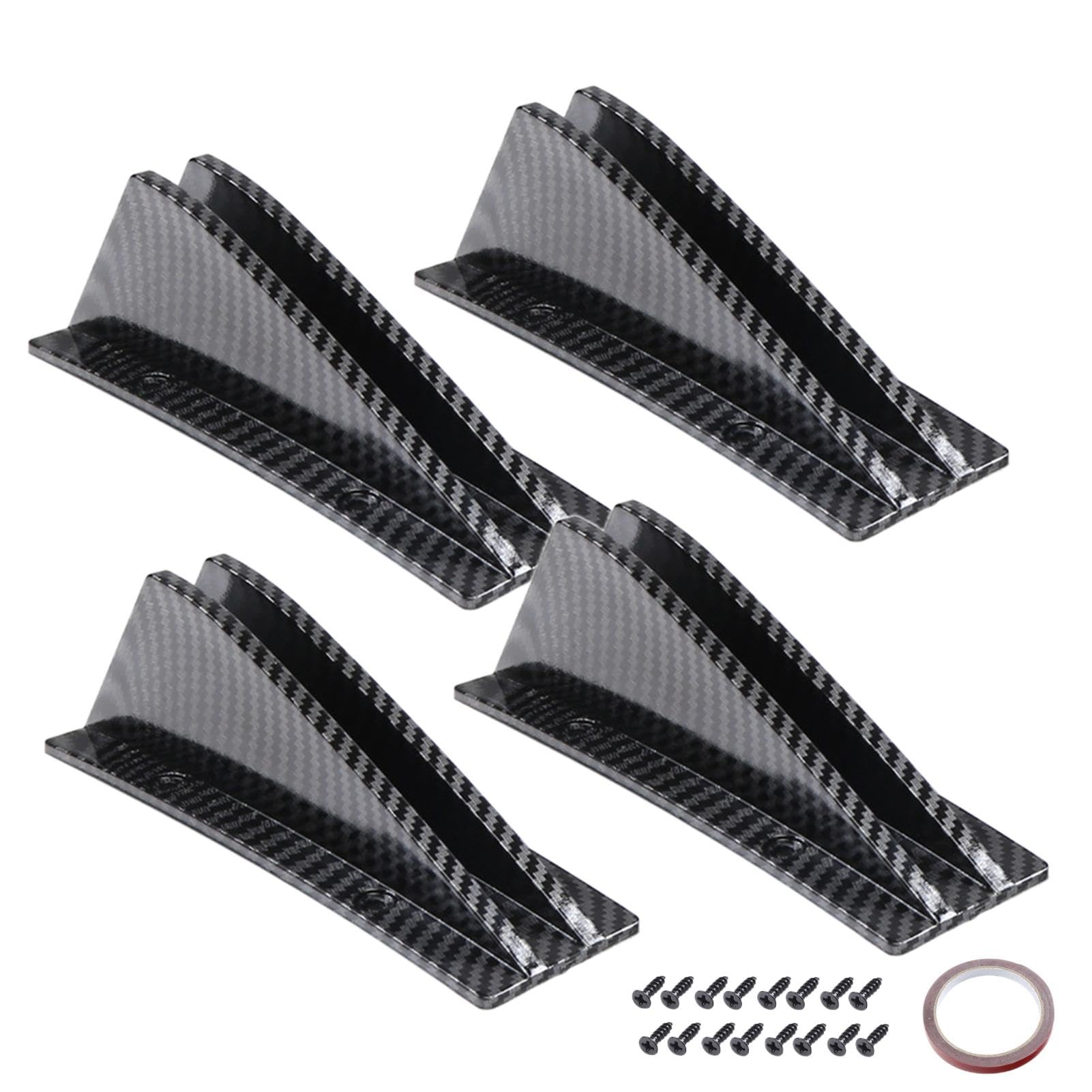 Heck Stoßstange Diffusor - Doppelspoiler Heckspoiler, 4pcs Autohai Heckdiffusor Flossen | Vielseitige Kompatibilität Triangular Heck Lippenspoiler, Stoßfänger Deflexe allgemein für die Aerodynamik ver von Generic