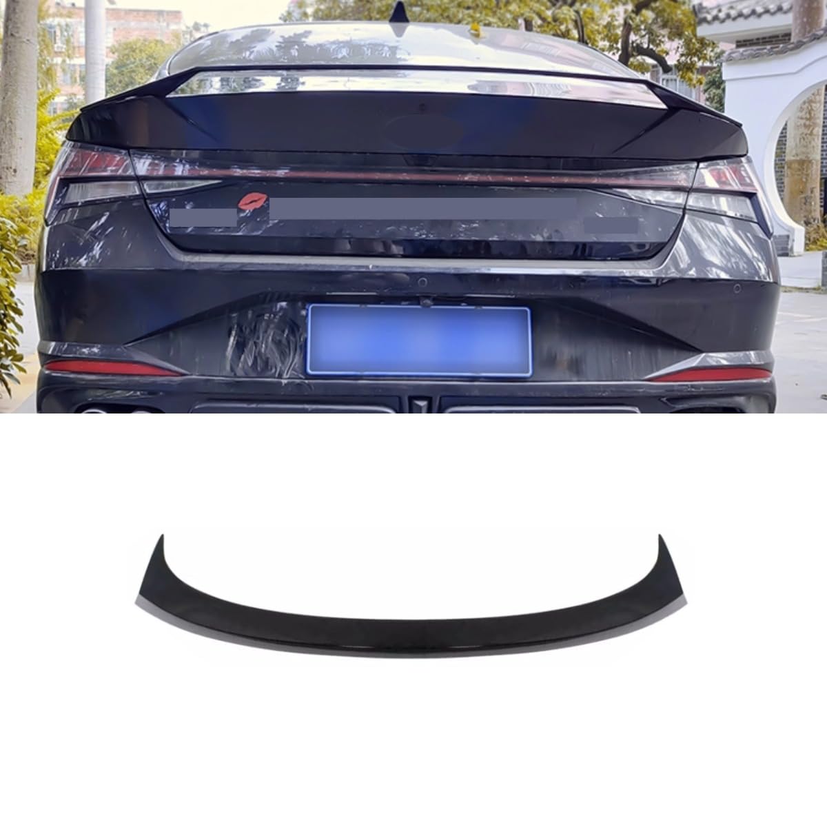 Heckspoiler Dachflügel Heckspoiler Heckspoiler Kotflügel Kompatibel mit Hyundai Elantra 2021-2023 7th Gen Body Kit Autozubehör (Kohlefaser-Look) von Generic