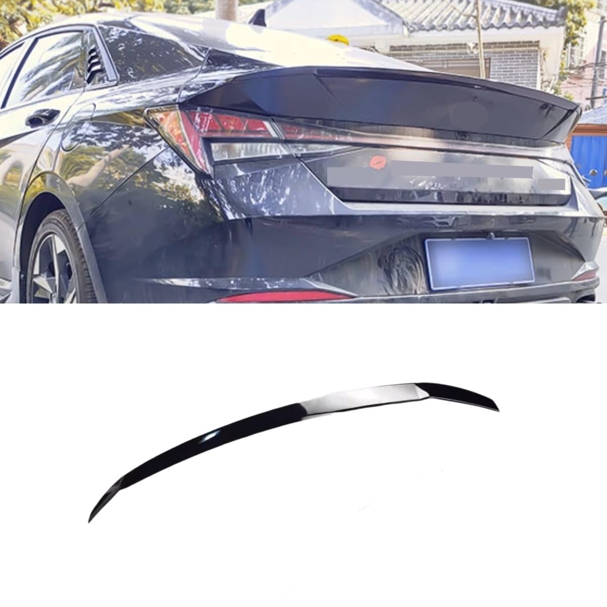 Heckspoiler Heckspoiler Heckspoiler Kotflügel Dachflügel Kompatibel mit Hyundai Elantra 2021-2023 7th Gen Body Kit Autozubehör (Kohlefaser-Look) von Generic