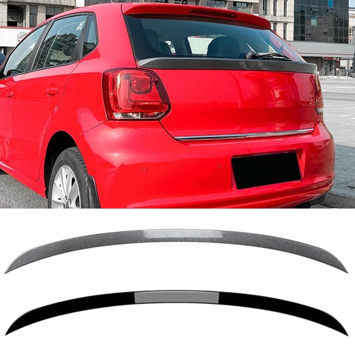 Heckspoiler Kompatibel mit VW Polo 6R 6C 2009-2017 Karosserie Kit Hecktrunk Wing Trunk Wing Trunk Spoiler Heckflügel Zubehör (Glänzend Schwarz) von Generic