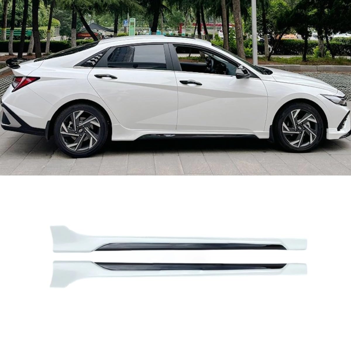 Heckspoiler Kotflügel Auto Frontstoßstange Lippe Karosserie Kit Kompatibel mit Hyundai Elantra 2023-2024 7th Gen Autozubehör (Seitenschürze) von Generic