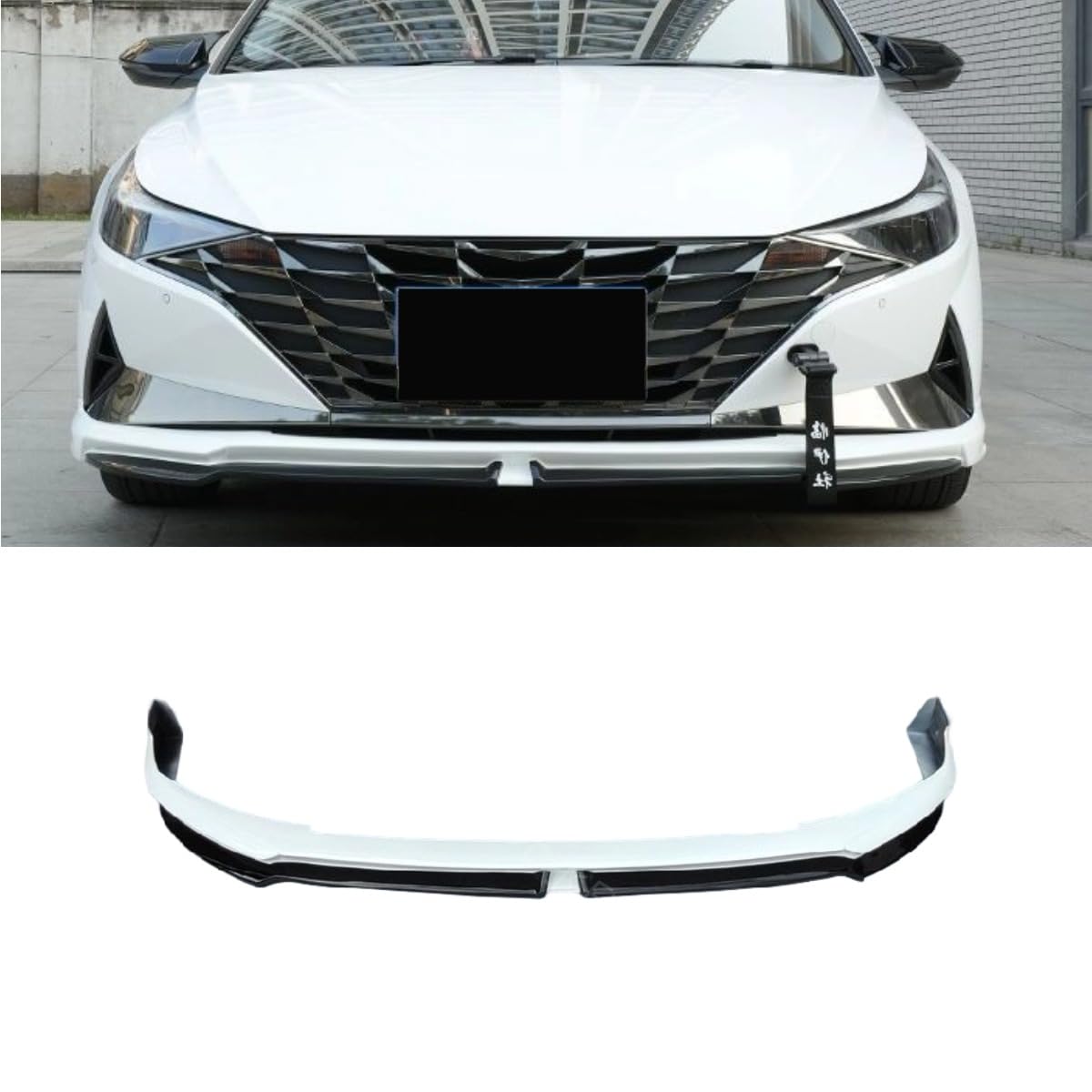 Heckspoiler Kotflügel Auto Frontstoßstange Lippe Seitenschweller Karosserie Kit Kompatibel mit Hyundai Elantra 2021 7th Gen Autozubehör (Frontstoßstangenlippe) von Generic