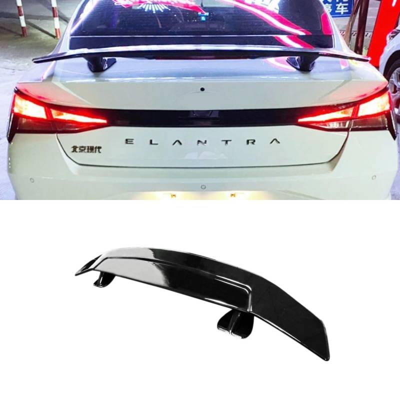 Heckspoiler Kotflügel Heckdachspoiler Dachflügel Kompatibel mit Hyundai Elantra 7th Gen 2021 Autozubehör (Glänzend Schwarz) von Generic