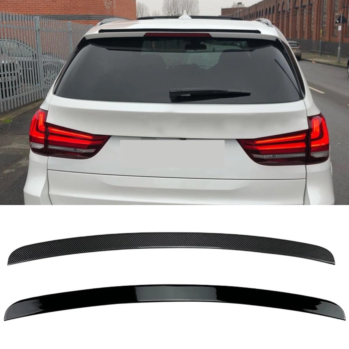 Heckspoiler Kotflügel Kompatibel mit BMW X5 F15 2014-2018 Karosserie Kit Heckspoiler Kotflügel Dachspoiler Heckflügel Autozubehör (Glänzend Schwarz) von Generic