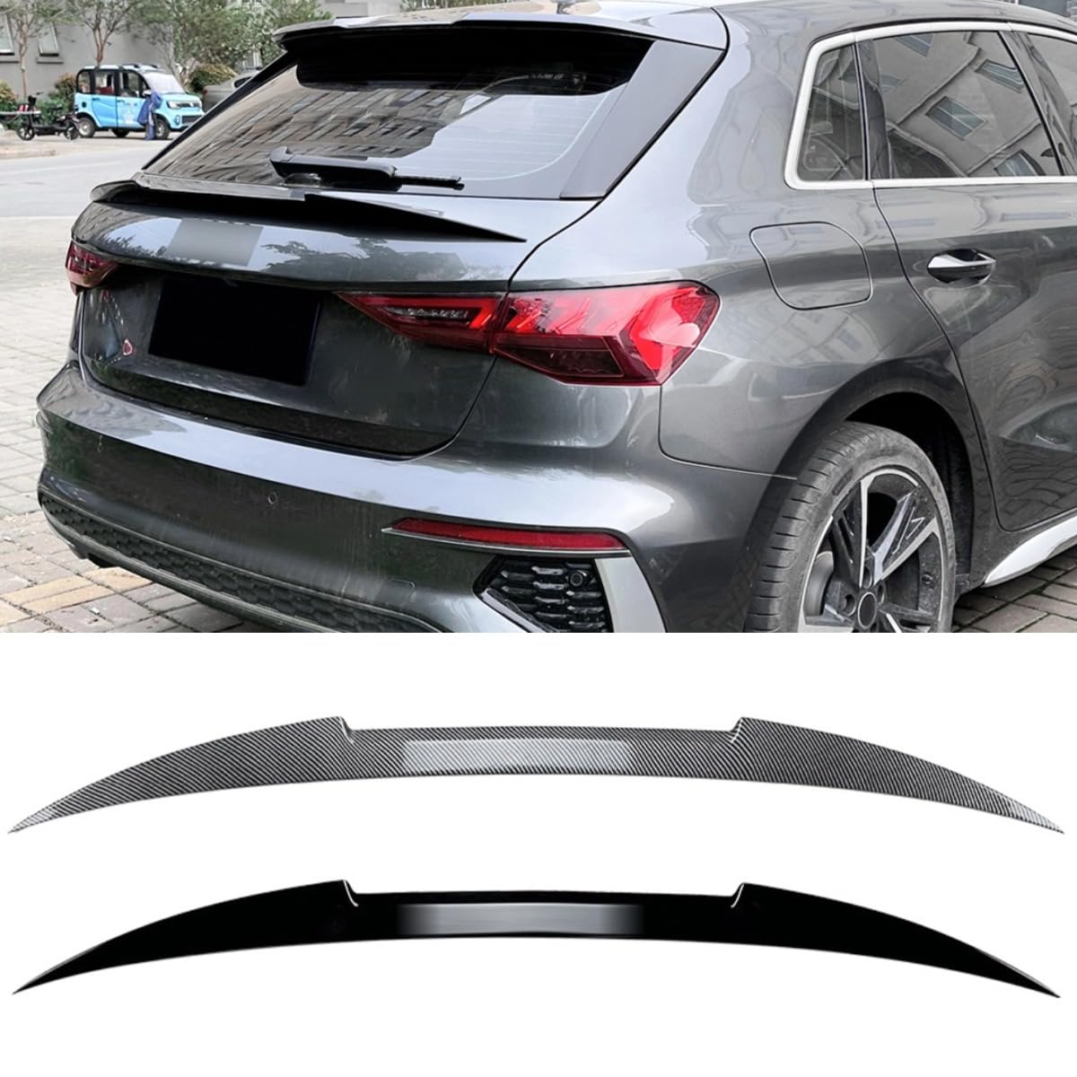 Heckspoiler kompatibel mit Audi A3 8Y Sportback 2021+ Karosserie-Kit Hecktrunk Wing Trunk Spoiler Kofferraum Wingt Autozubehör (Kohlefaser-Optik) von Generic